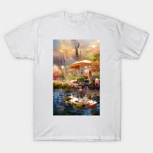 The Coffee Teal ocean Pond | Sunset Pond Cafe T-Shirt